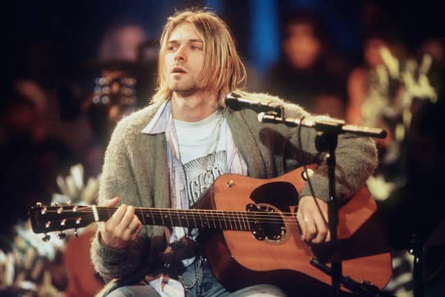 Kurt Cobain of Nirvana during the taping of MTV Unplugged at Sony Studios in New York City, 11/18/93. (Photo by Frank Micelotta/Getty Images)