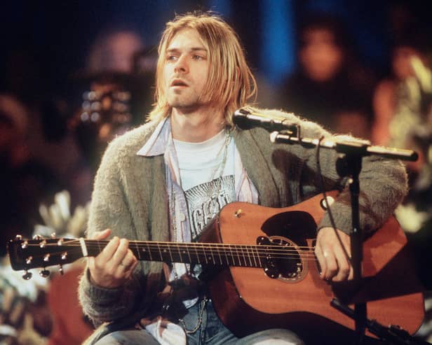 Kurt Cobain during the iconic Nirvana MTV Unplugged performance in 1993. 