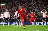 Virgil van Dijk celebrating after equalising on 56 minutes