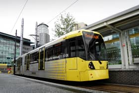 A Metrolink tram at MediaCity 