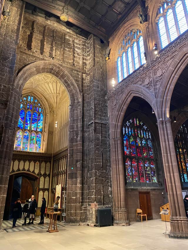 Two of the stained glass windows of the cathedral (Photo: ManchesterWorld) 