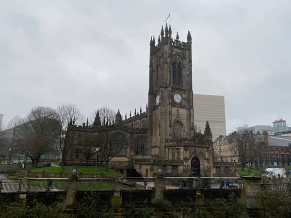 Manchester Cathedral, with the Arndale looking on 