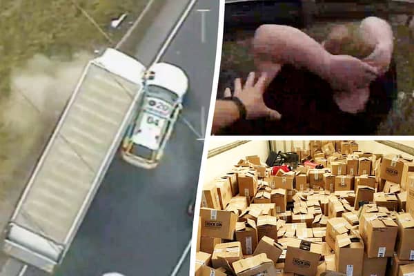 Thieves who stole £90,000 of premium booze from a gin distillery were chased by police and caught in a dramatic stop on the M42 near Birmingham.
Picture: SWNS