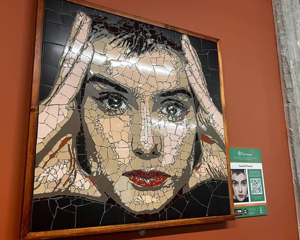 The Irish Nation Art trail features 17 mosaics of famous Irish people by Manchester artist Mark Kennedy, including this mosaic of Sinead O'Connor at New Century. 