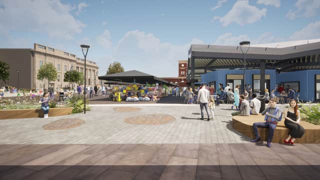 A CGI image of the redevelopment plans for Ashton town centre. Credit: Tameside council