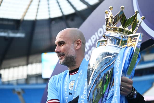 Guardiola is hoping to end another season by lifting the Premier League title.