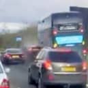 Dash-cam footage captured the moment a bus ploughed into a car after the driver pulled out into a bus lane in Small Heath, Birmingham Picture from video by Birmz Is Grime / SWNS