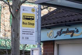 The new Bee Network bus stop takes pride of place on the Coronation Street cobbles