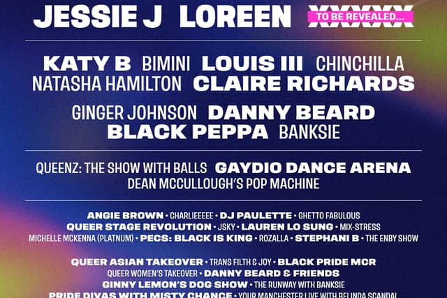 The line-up so far for Manchester Pride 2024 