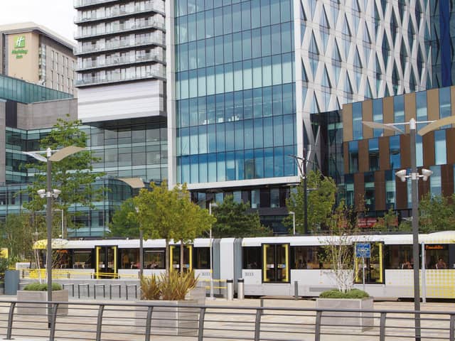 A tram on the Eccles to Media City UK line (Photo: TfGM)