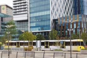 A tram on the Eccles to Media City UK line (Photo: TfGM)