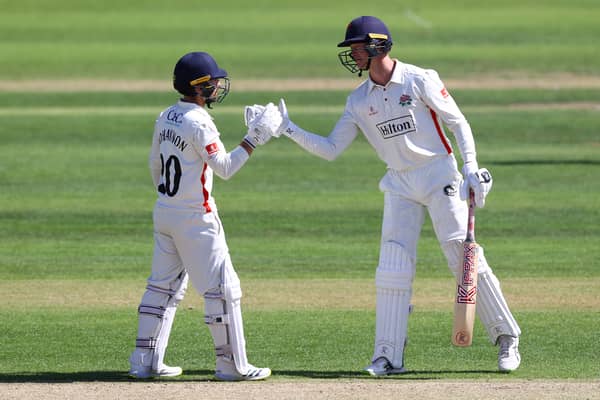 Lancashire pair Keaton Jennings, right, and Josh Bohannon 