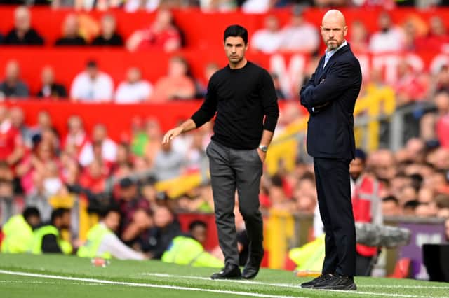 Manchester United manager Erik ten Hag and Arsenal manager Mikel Arteta.
