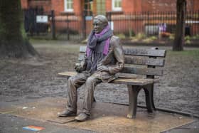 A statue of Alan Turing sits in Sackville Park in Manchester's Gay Village