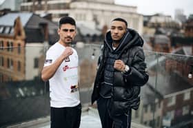 Jordan Gill and  Zelfa Barrett face off ahead of their big clash in Manchester. Picture: Mark Robinson/Matchroom Boxing