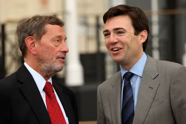 Former Home Secretary David Blunkett (L) chats with then Health Secretary Andy Burnham outside the Brighton Centre hosting the Labour Party Conference on September 28, 2009. Credit: Getty Images