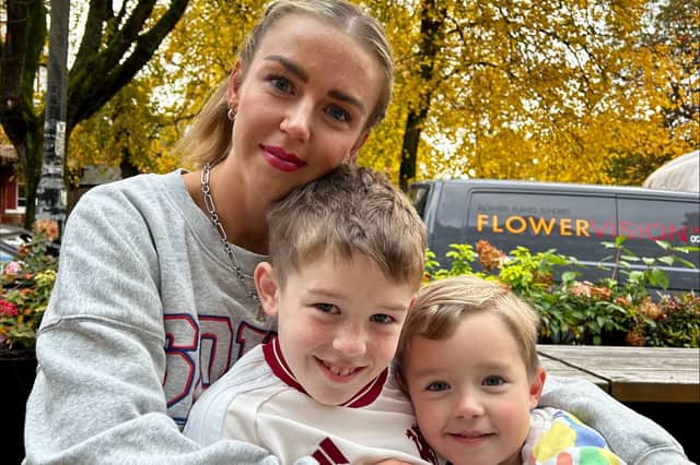 Emma Stretton, from Manchester, with her two sons 