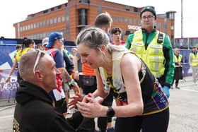 Craig Freestone proposes to partner Tracey at the finish line