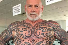 Bodybuilder Ray Houghton who got hooked on ink and got his whole body covered in tattoos in one year. Picture: Ray Houghton/SWNS