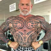 Bodybuilder Ray Houghton who got hooked on ink and got his whole body covered in tattoos in one year. Picture: Ray Houghton/SWNS