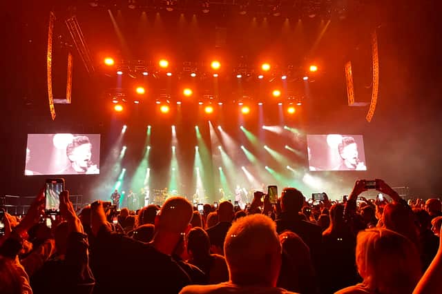 Rick Astley performs at the Co-op Live arena opening test gig.