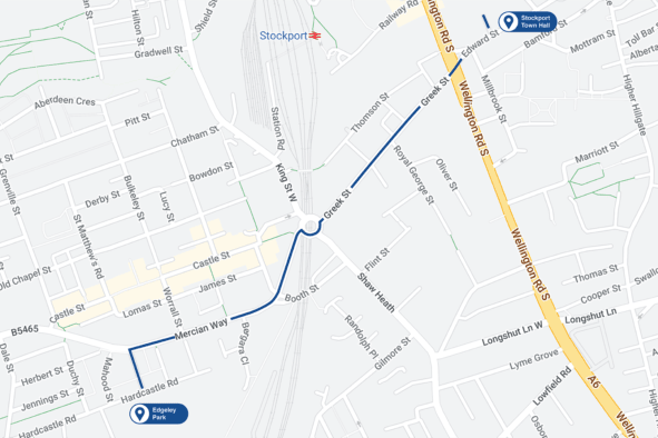 The route for Stockport County's trophy parade 