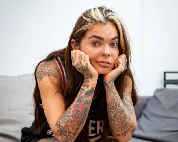 Sarah Hutchinson, 29, from Ancoats, known by fans as Joey, is an actress and says the ink art which covers 70% of her body means she gets typecast as a criminal or homeless person. 