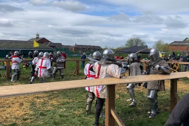 Some of the Buhurt action at the Castleton Cup in Rochdale