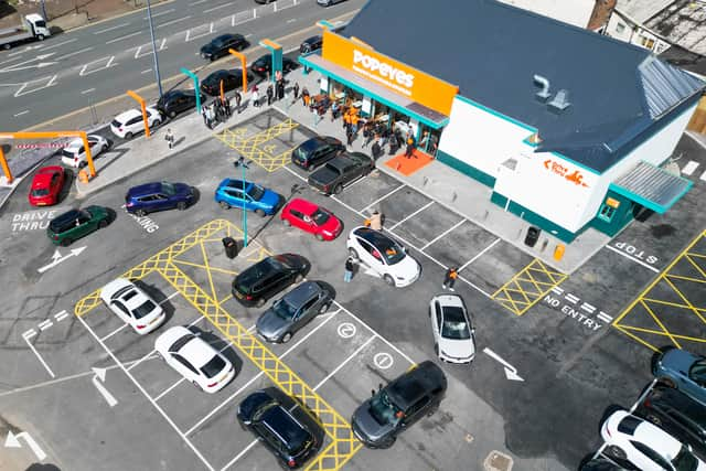 The queues as the new Popeyes opened on Bury New Road in Salford. 