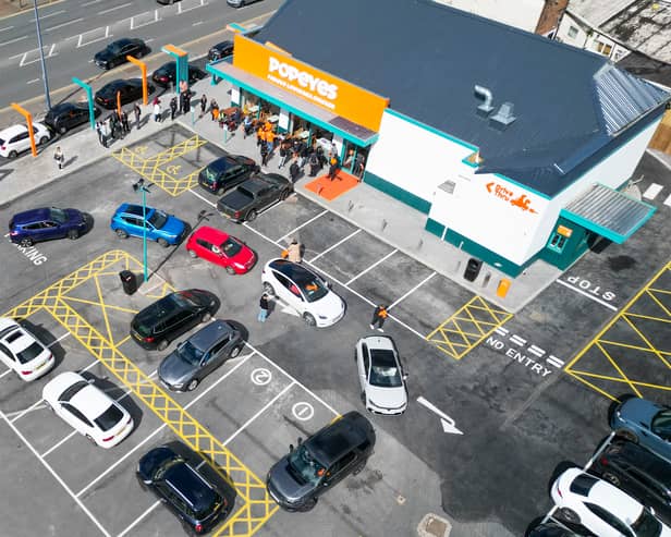 The queues as the new Popeyes opened on Bury New Road in Salford. 