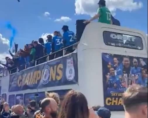 Stockport was packed with fans celebrating County's League Two title triumph