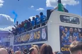 Stockport was packed with fans celebrating County's League Two title triumph