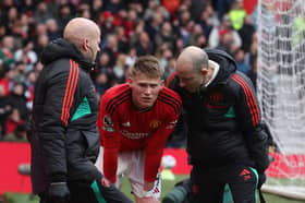 Scott McTominay leaves the pitch with an injury during the Premier League match between Manchester United and Burnley