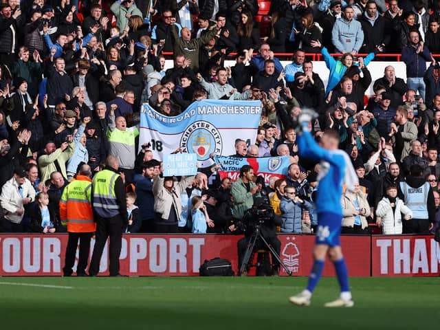 Manchester City fans at the City Ground on Sunday.
