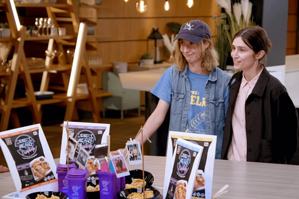 Lucy Linford (left) and her partner Lou present Desert Island Dumplings on the Channel 4 show Aldi's Next Big Thing. Credit: Channel 4