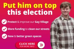 One of Jon-Connor Lyons' adverts being used on Grindr, as he bids for re-election in the Piccadilly ward of Manchester. 