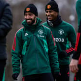 Bruno Fernandes and Marcus Rashford in United training earlier this year