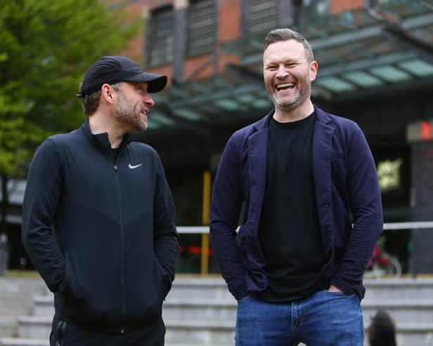 Actors Peter Ash (left) and Daniel Jillings are taking on the Great Manchester Run 10k for a causes close to their hearts. Credit: AJ Bell.