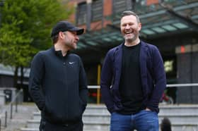 Actors Peter Ash (left) and Daniel Jillings are taking on the Great Manchester Run 10k for a causes close to their hearts. Credit: AJ Bell.