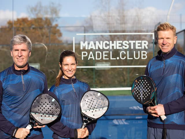 Manchester Padel Club Coaching team Leo Padovani, Rachel Thomas and David Thomas