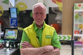90-year-old Ron Ellis is Asda's oldest employee. He works at the Trafford Park branch in Manchester. Credit: Asda