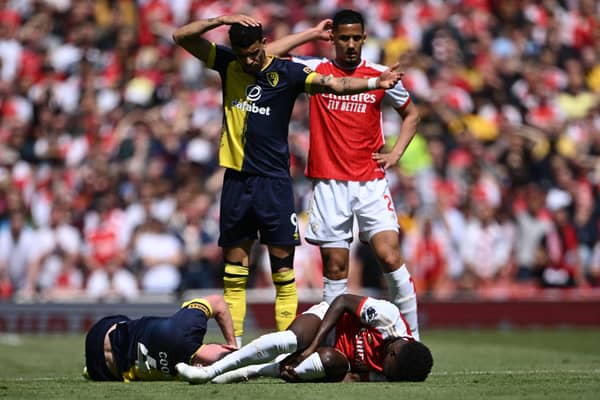 Buakyo Saka suffered a nasty injury in the win over Bournemouth