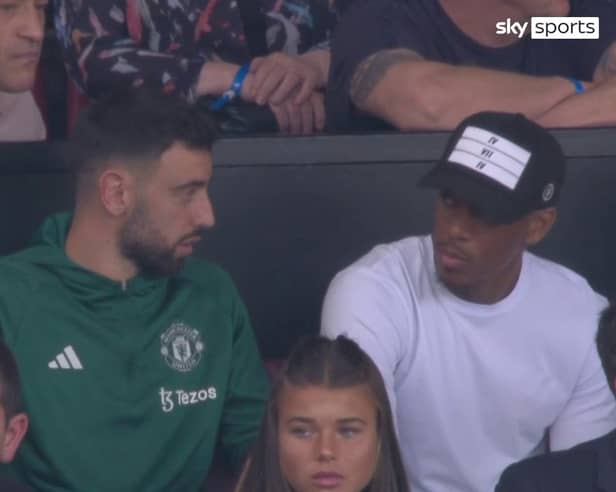 Bruno Fernandes sat alongside Anthony Martial for the Arsenal match