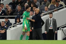 Pep Guardiola gave an injury update on Manchester City pair Ederson and Kevin De Bruyne