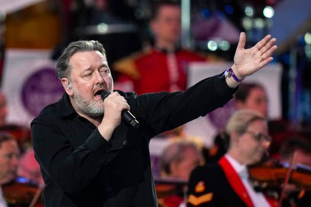 Guy Garvey of the band Elbow performs at the Platinum Party at Buckingham Palace on June 4, 2022 
