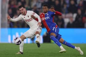 Mason Mount vies with Crystal Palace's French midfielder Michael Olise