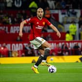 Sofyan Amrabat in action during the Premier League match between Manchester United and Newcastle United