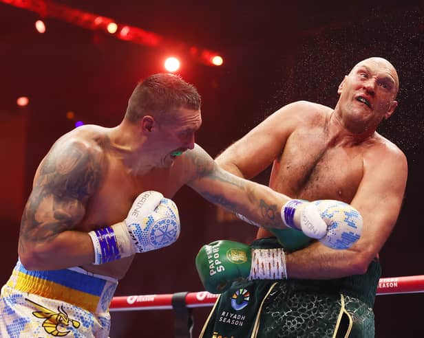 Oleksandr Usyk nearly stopped Tyson Fury in the ninth round in Riyadh. Picture: Getty Images 