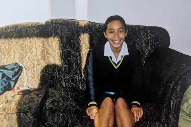 Natalie Morris during her school days at Altrincham Grammar School for Girls 
