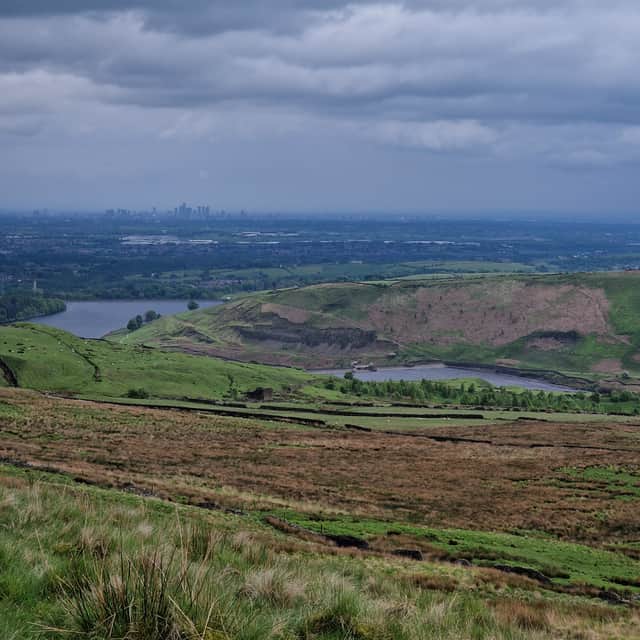 The views from the Cotton Famine Road- with Manchester in the distance